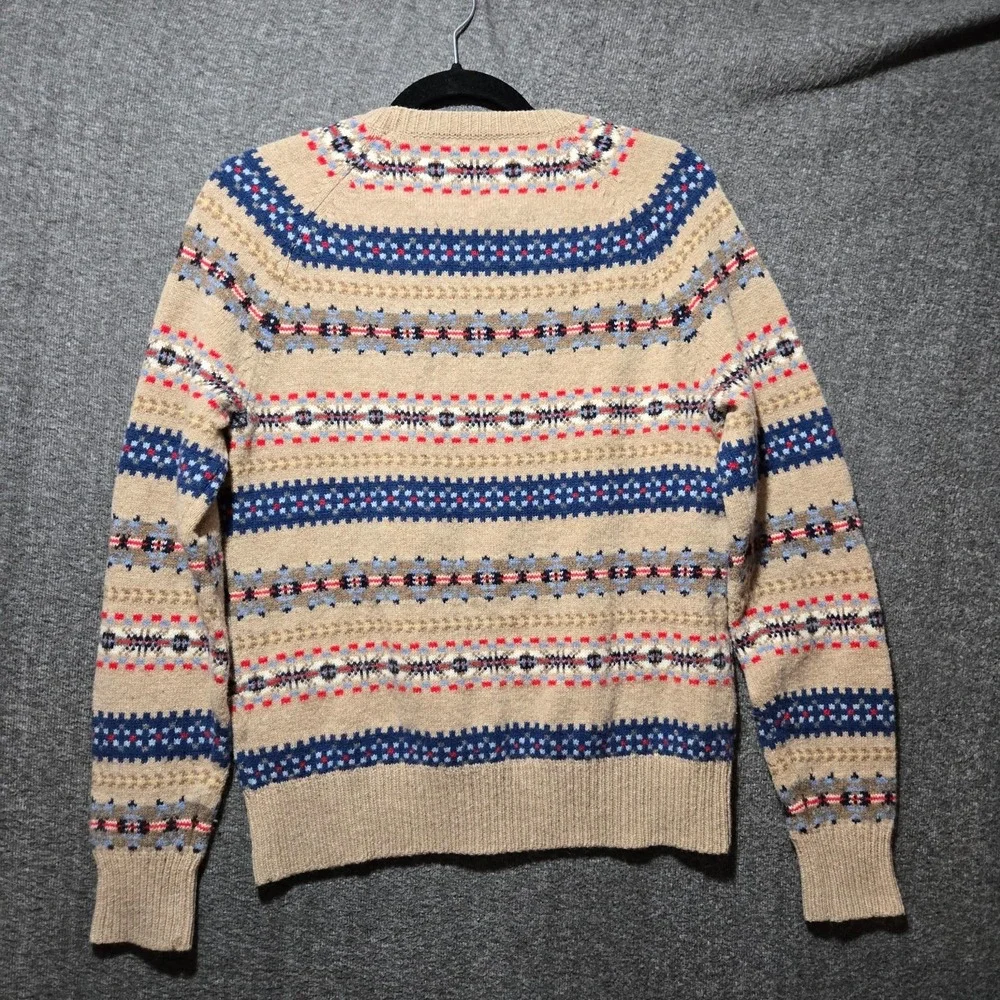J. CREW Fair Isle Nordic Crewneck Pullover Sweater 100%‎ Lambswool Size Small